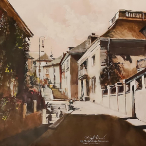 Obraz namalowany przez Krzysztofa Kieszewicza przedstawiający ul. Profesorską w Warszawie