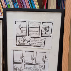 Zdjęcie przedstawia zabawną komiksową historyjkę. 