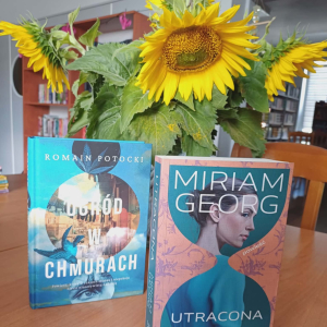 Zdjęcie przedstawia dwie książki, od prawej:"Utracona"- Miriam Georg," Ogród w chmurach"-Romain Potocki.